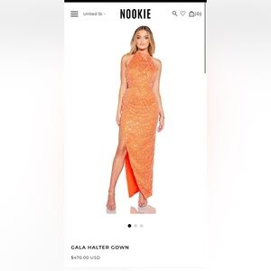 Nookie-Gala Halter Gown- Orange Sequin Dress